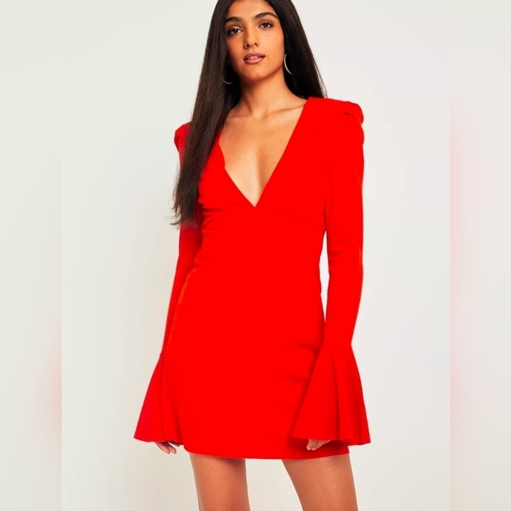 Free People Talk About It Dress Bell Sleeves Women's Small Orangish Red
